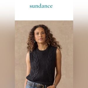 Sundance Black CableKnit Sleeveless “Carsyn” Sweater Vest
